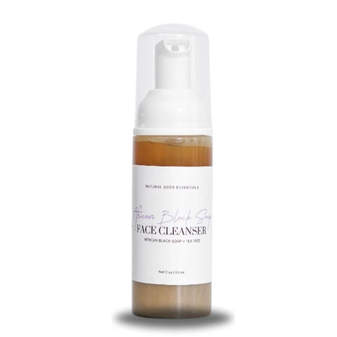 African Black Soap Facial Cleanser, Tea Tree Oil & Rose Facial Toner and Hyaluronic Acid Hydrating Serum- Face Care Bundle