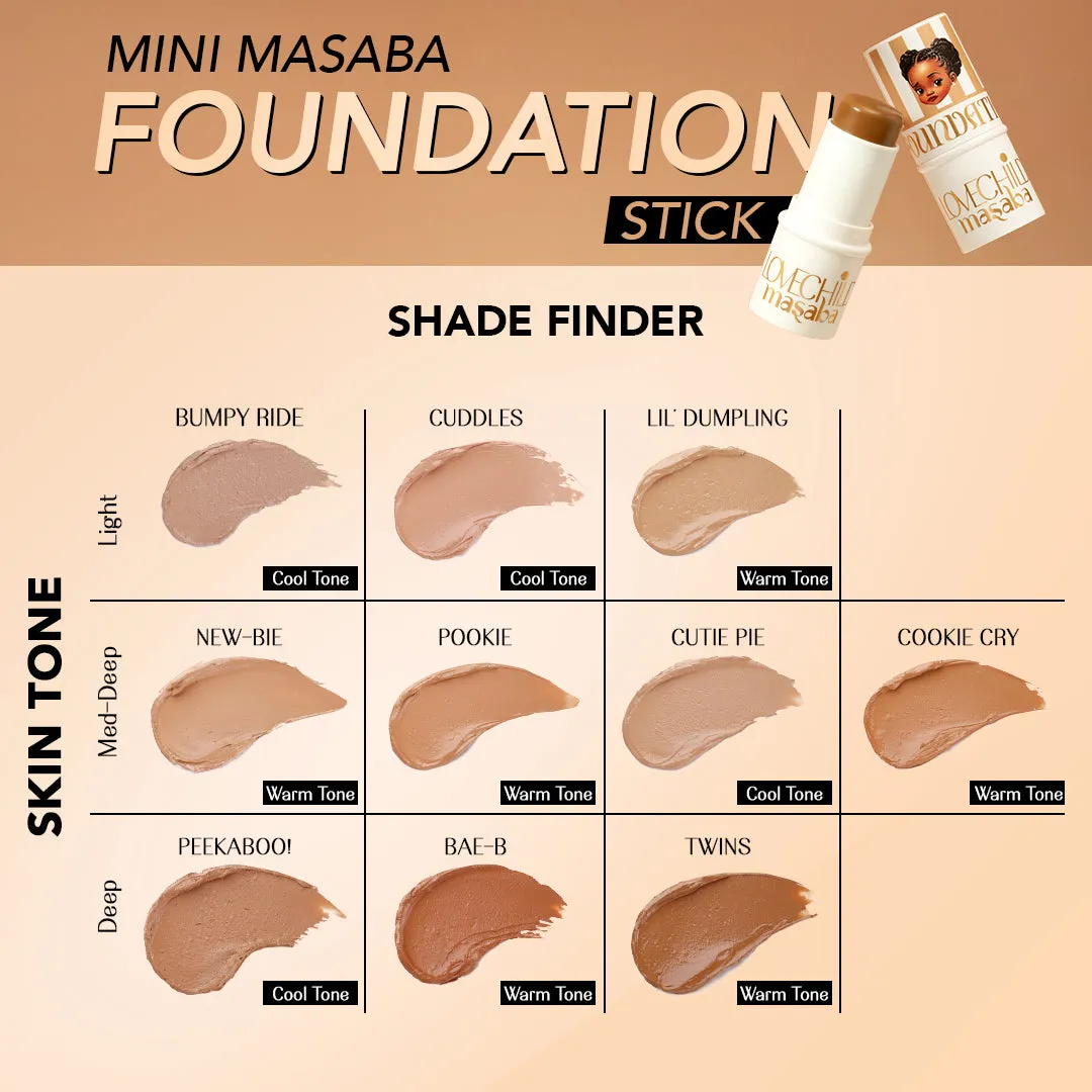 Bae-B - Mini Masaba Foundation Makeup Stick (Deep) Easy To Blend, Mattifying Coverage