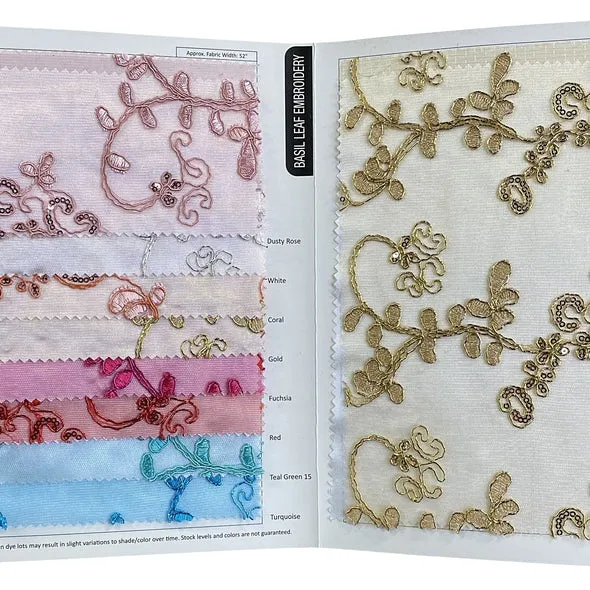 Basil Leaf Embroidery Wholesale Fabric in Dusty Rose