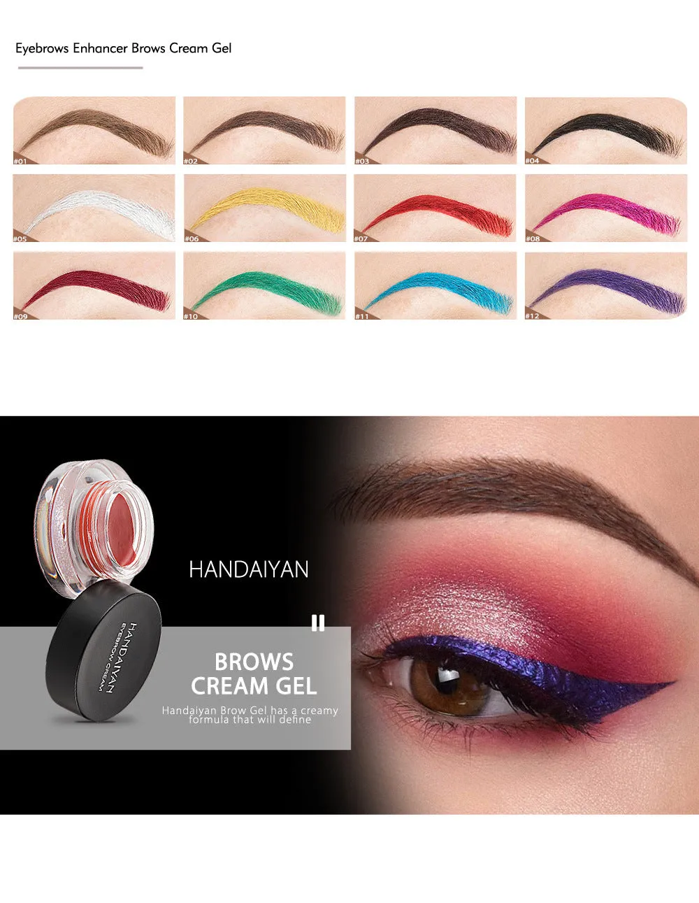 Best-Selling Waterproof, Smudge-Proof Colored Eyebrow Mascara for Professional Makeup and Cosplay