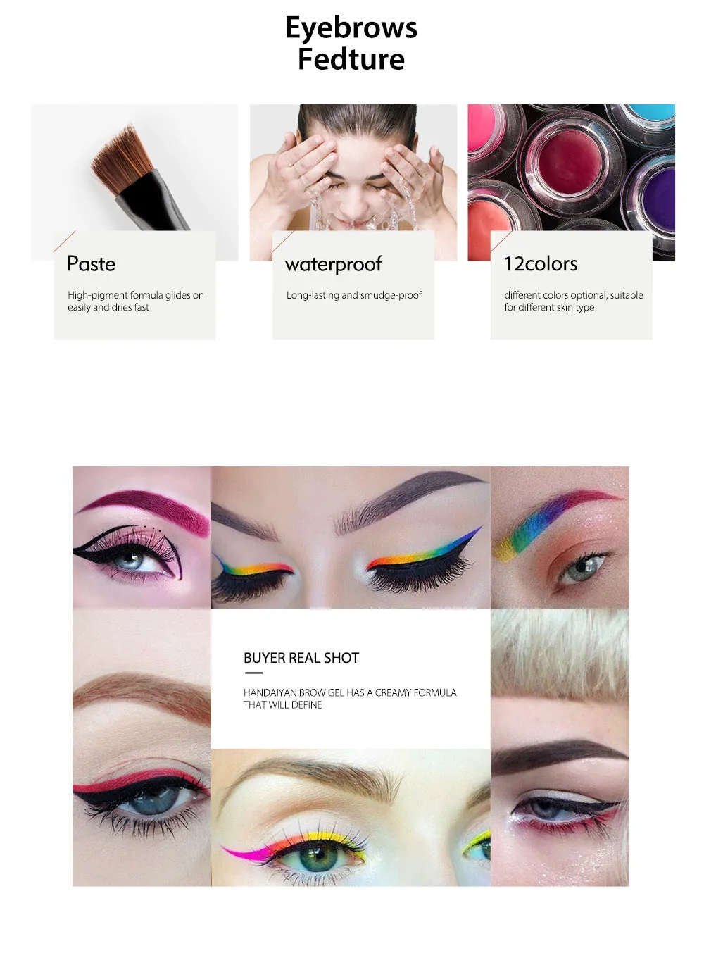 Best-Selling Waterproof, Smudge-Proof Colored Eyebrow Mascara for Professional Makeup and Cosplay