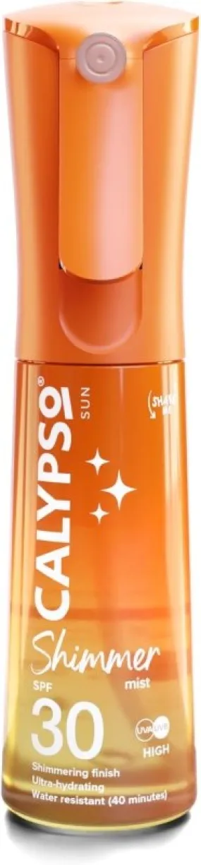 Calypso Shimmer Mist SPF30, Shimmering Finish, Protective Water Resistant Sun Spray, Non-sticky, Transparent Sunscreen, 100ml