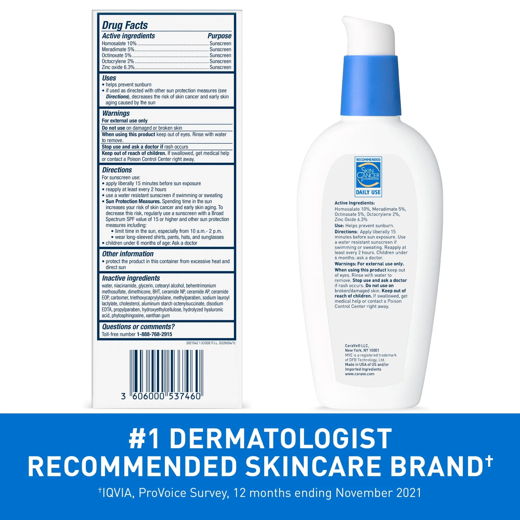 CeraVe AM Face Moisturizer Lotion with Sunscreen SPF 30 for Normal to Oily Skin, 3 fl oz