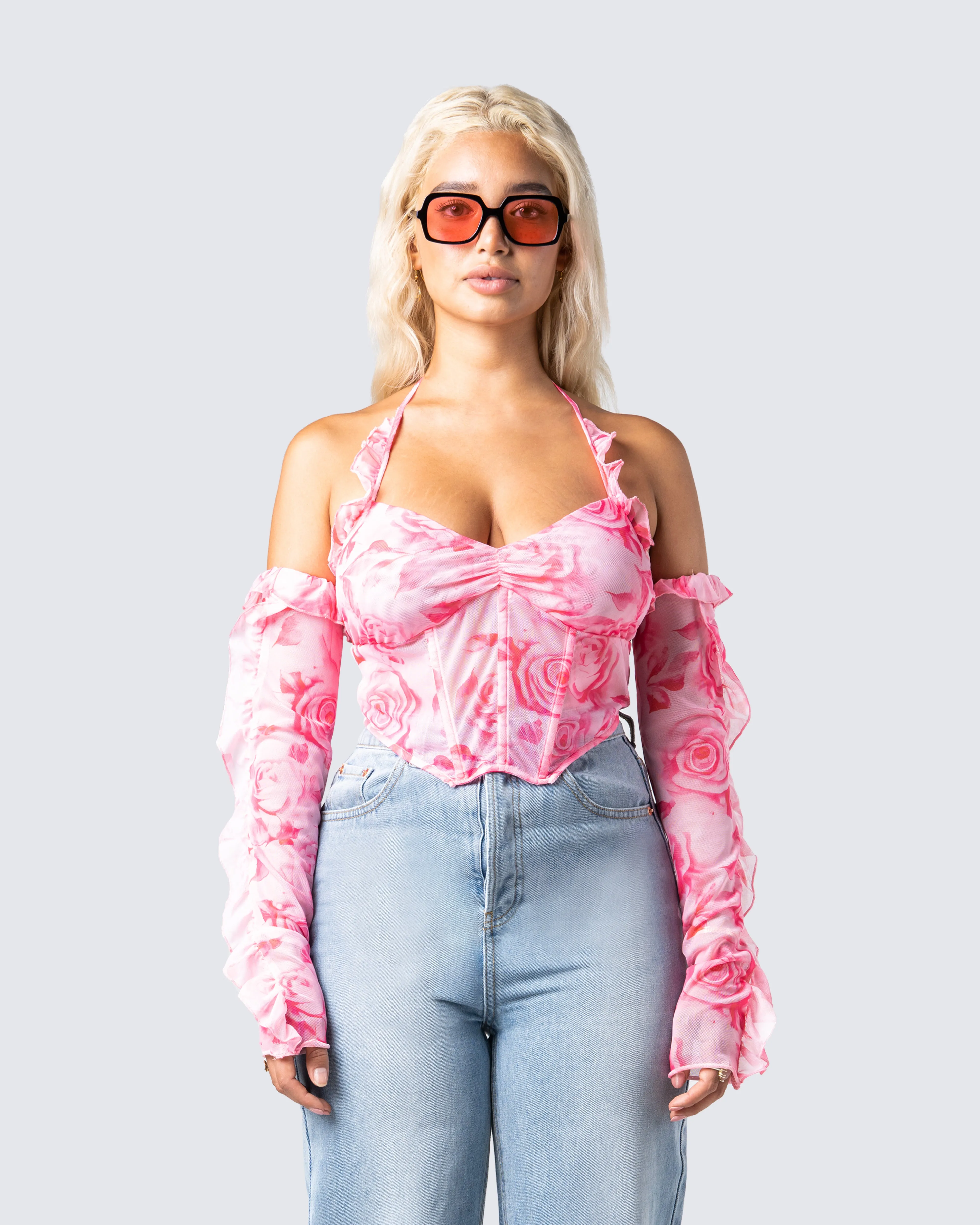 Daniella Pink Flower Print Top