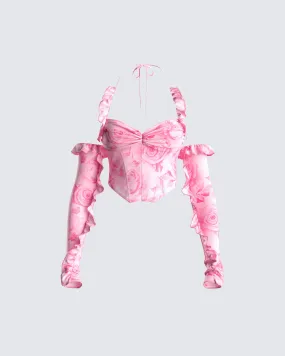 Daniella Pink Flower Print Top