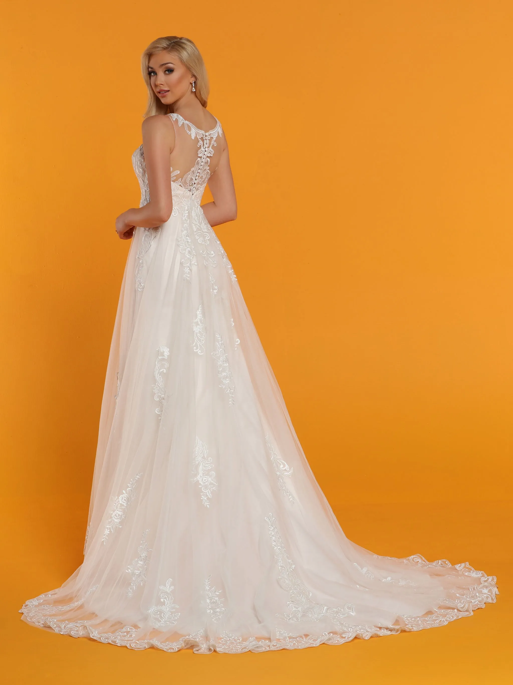 Davinci Bridal 50519 Sweetheart Empire Lace Ballgown Wedding Dress Sheer Neck Back