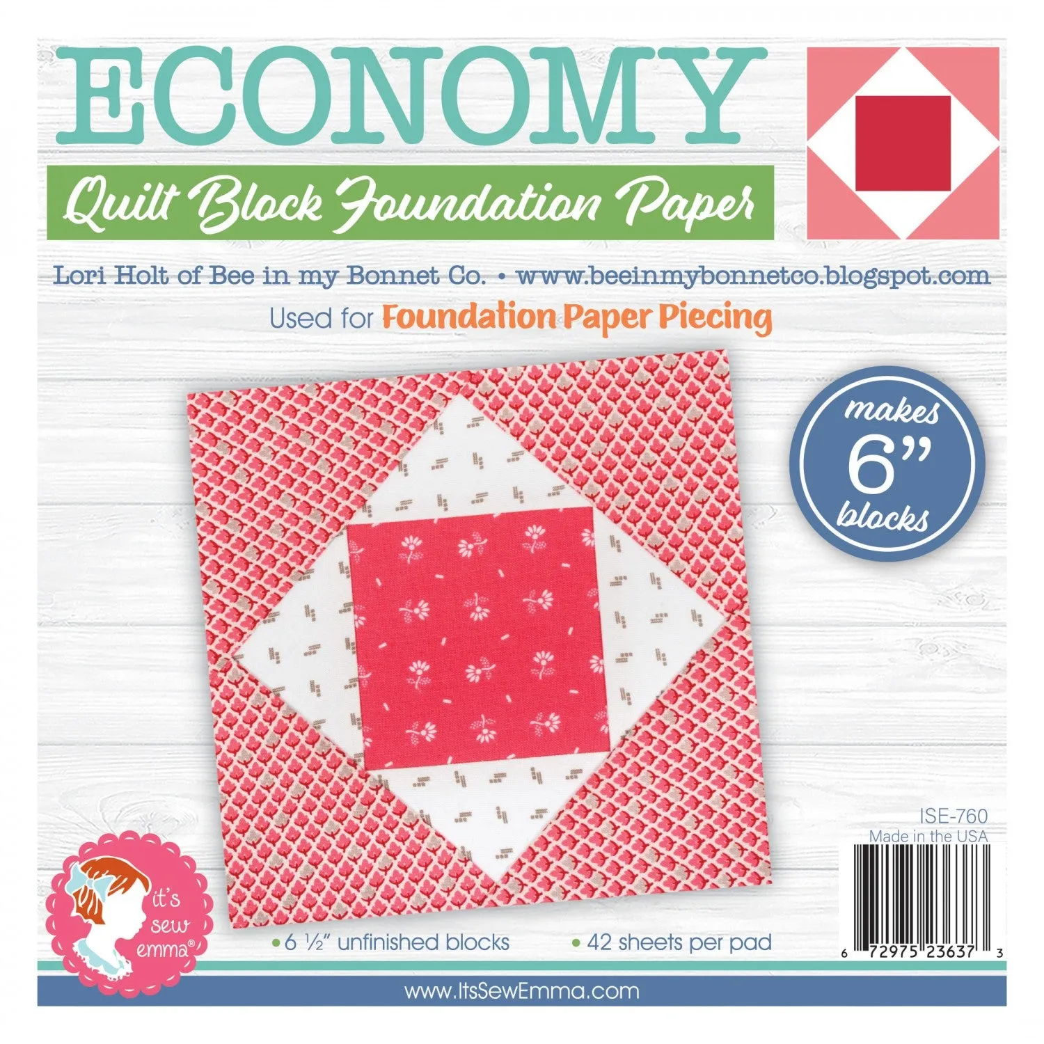 Economy Quilt Block 6in Foundation Paper Pad by Lori Holt/It's Sew Emma