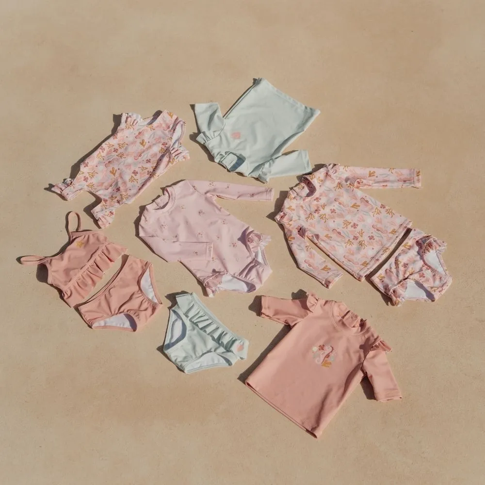 Girls Swimsuit Long Sleeves rashguard Ruffles Rosy Meadows