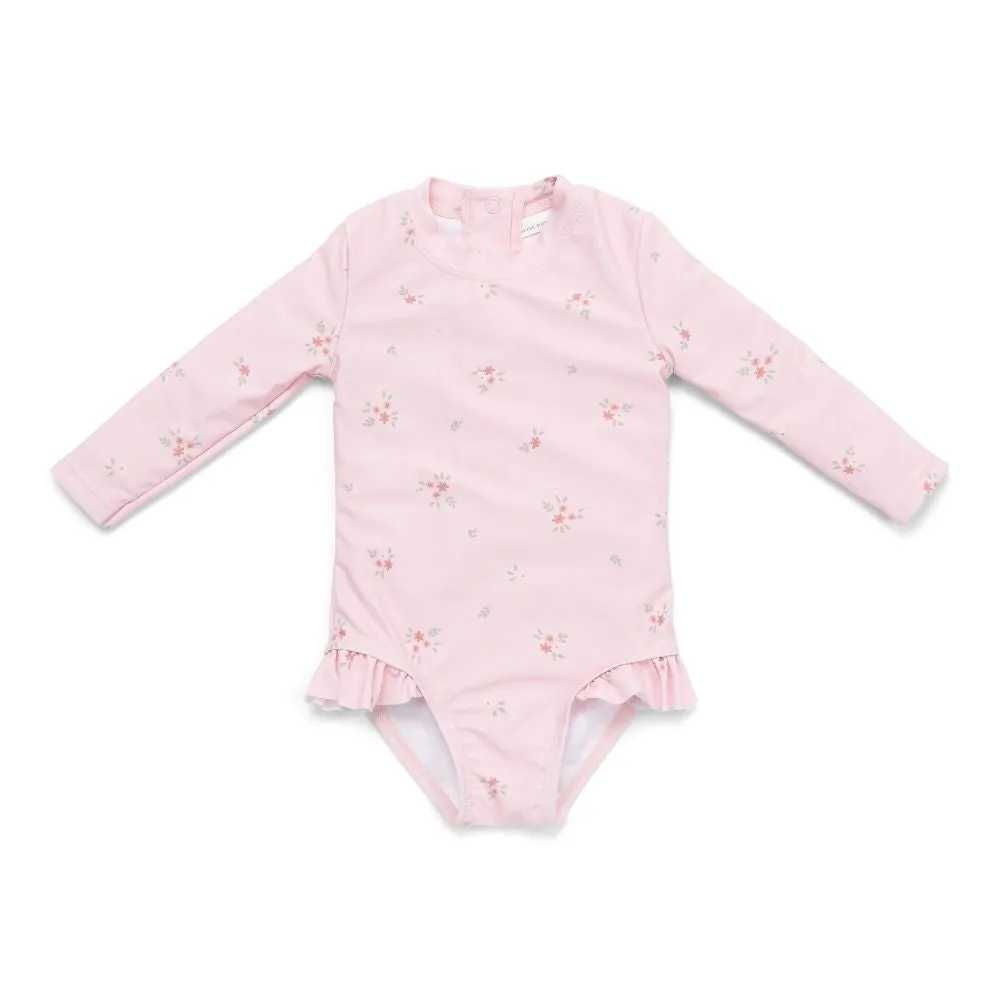 Girls Swimsuit Long Sleeves rashguard Ruffles Rosy Meadows