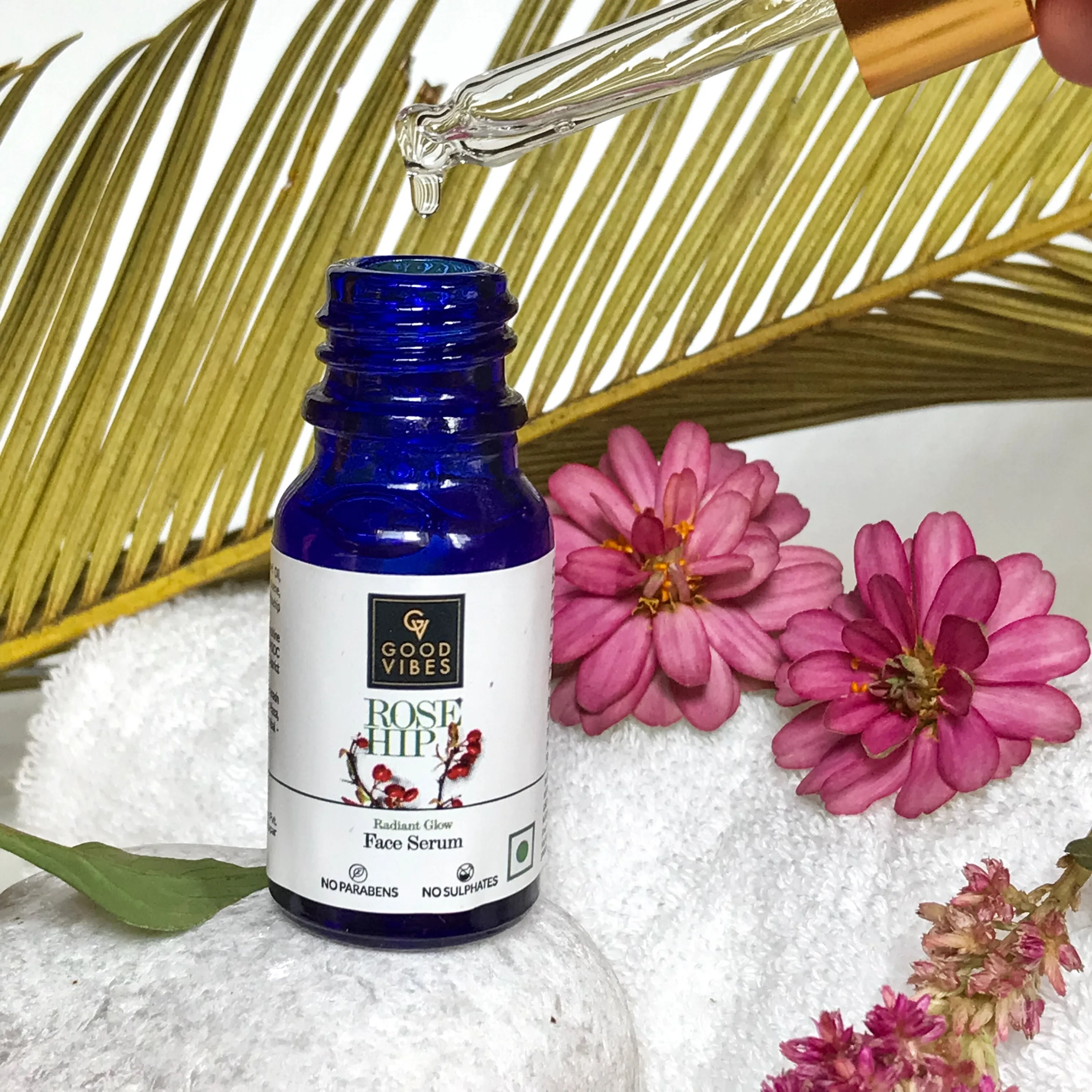 Good Vibes Rosehip Radiant Glow Face Serum | Light, Non-Sticky, Brightening | With Vitamin E | No Parabens, No Sulphates, No Animal Testing (10 ml)