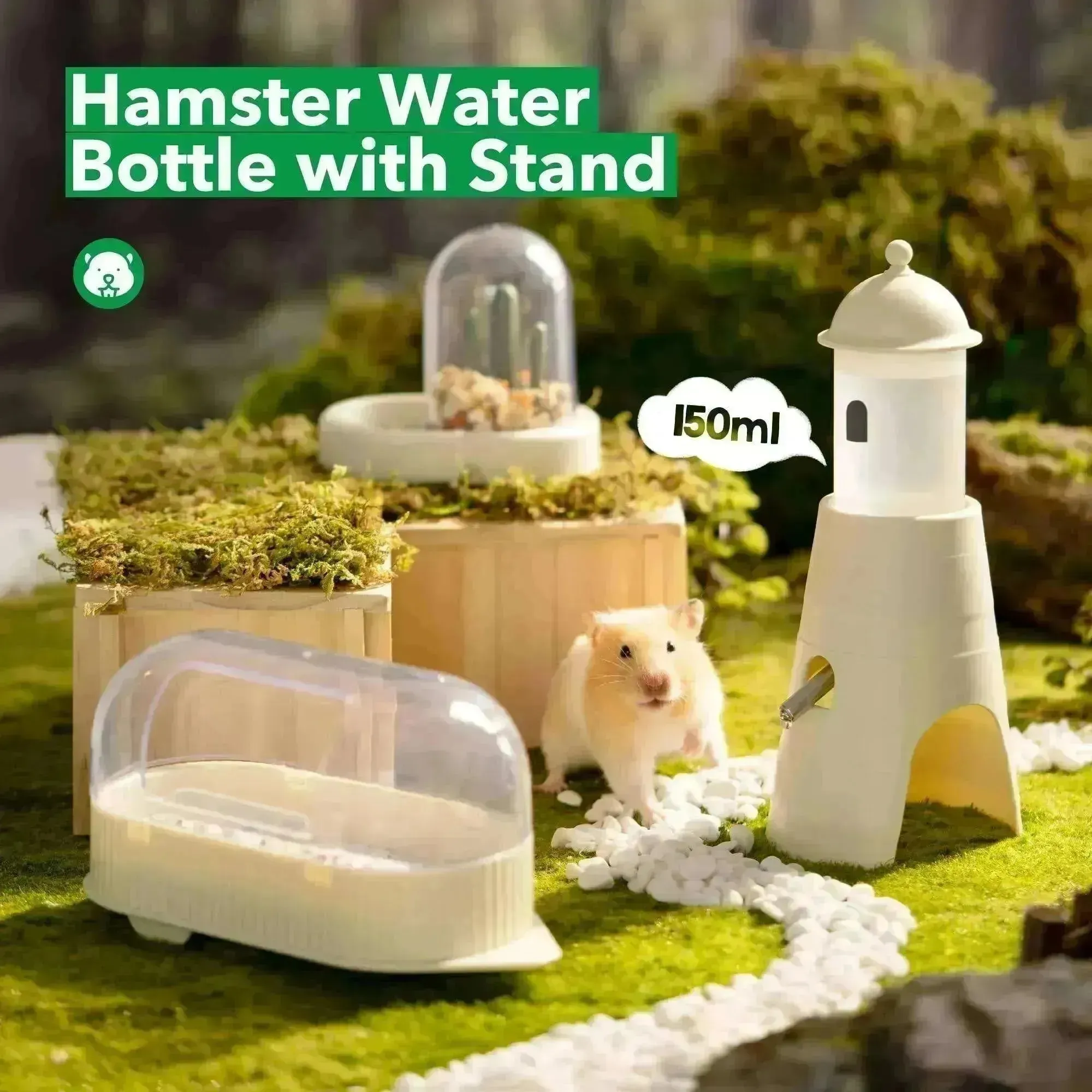 Hamster Water Bottle   Stand & Hideout: 150ml