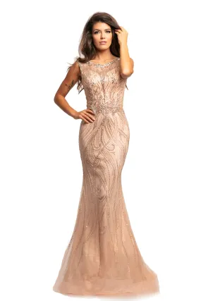 Johnathan Kayne 2042 size 2, 4 Embellished Lace Fit Flare Prom Dress High Neckline