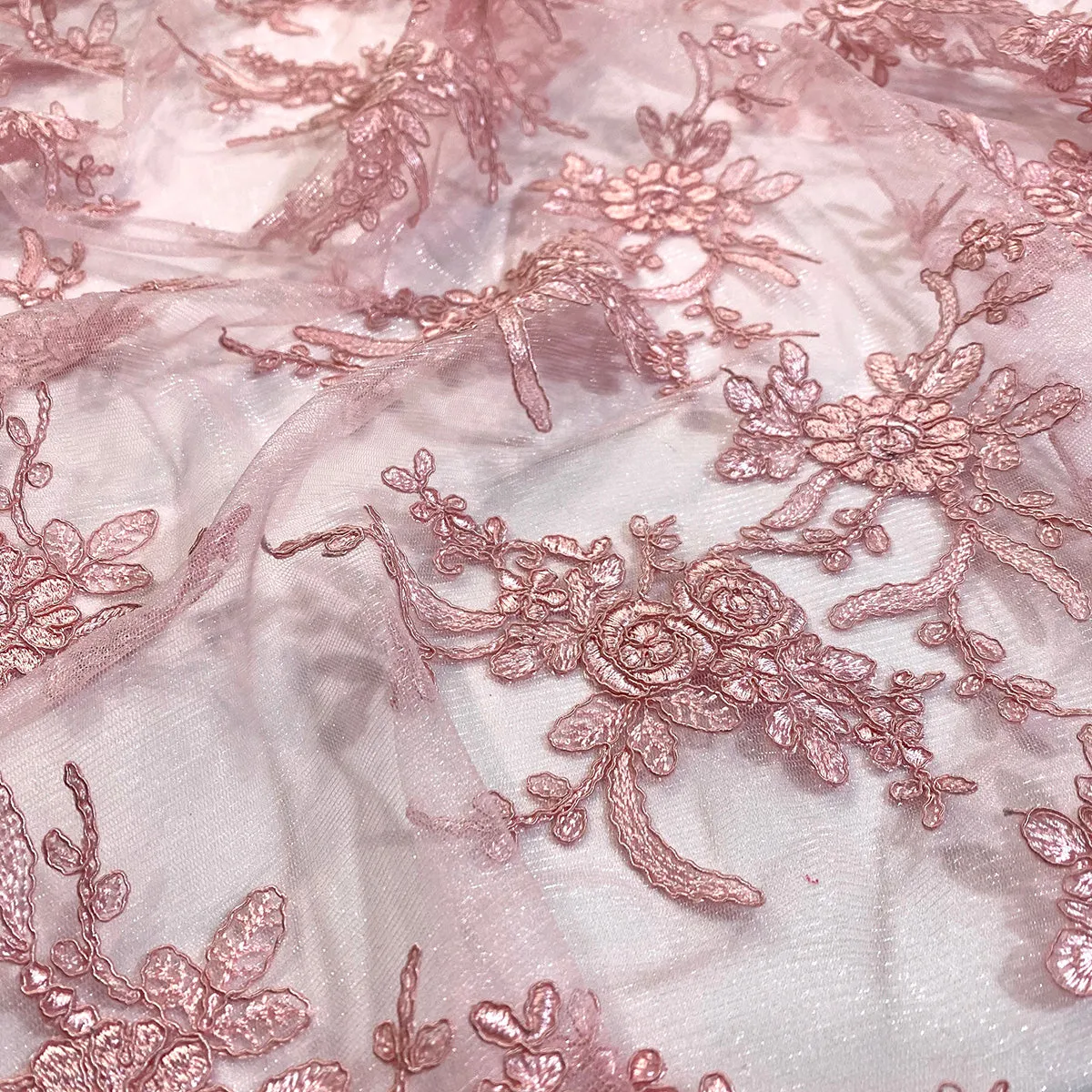 Laylani Lace Wholesale Fabric in Dusty Rose
