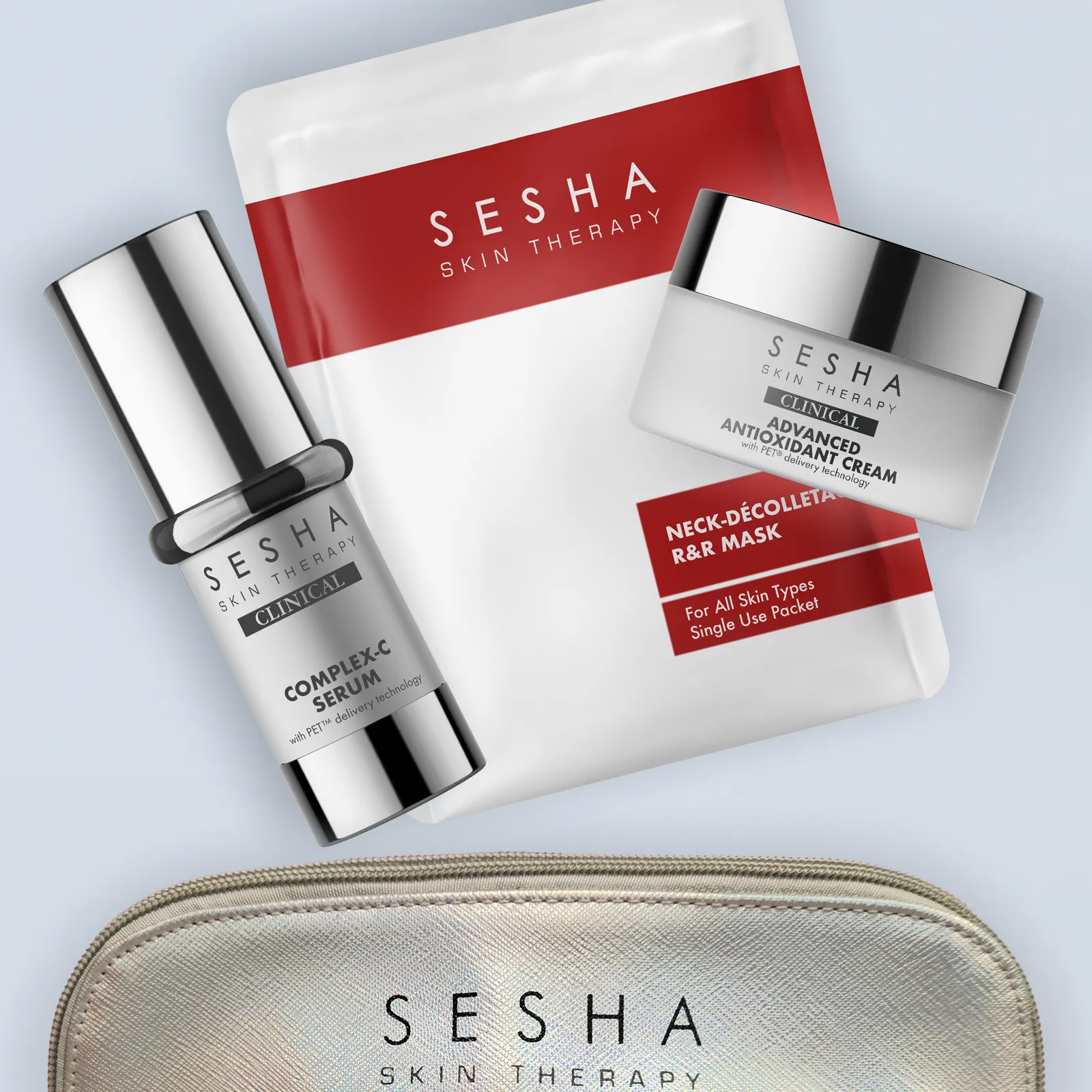 Mature Skin - Complex C serum, antioxidant cream, Neck & decollete mask and holo bag - Wholesale