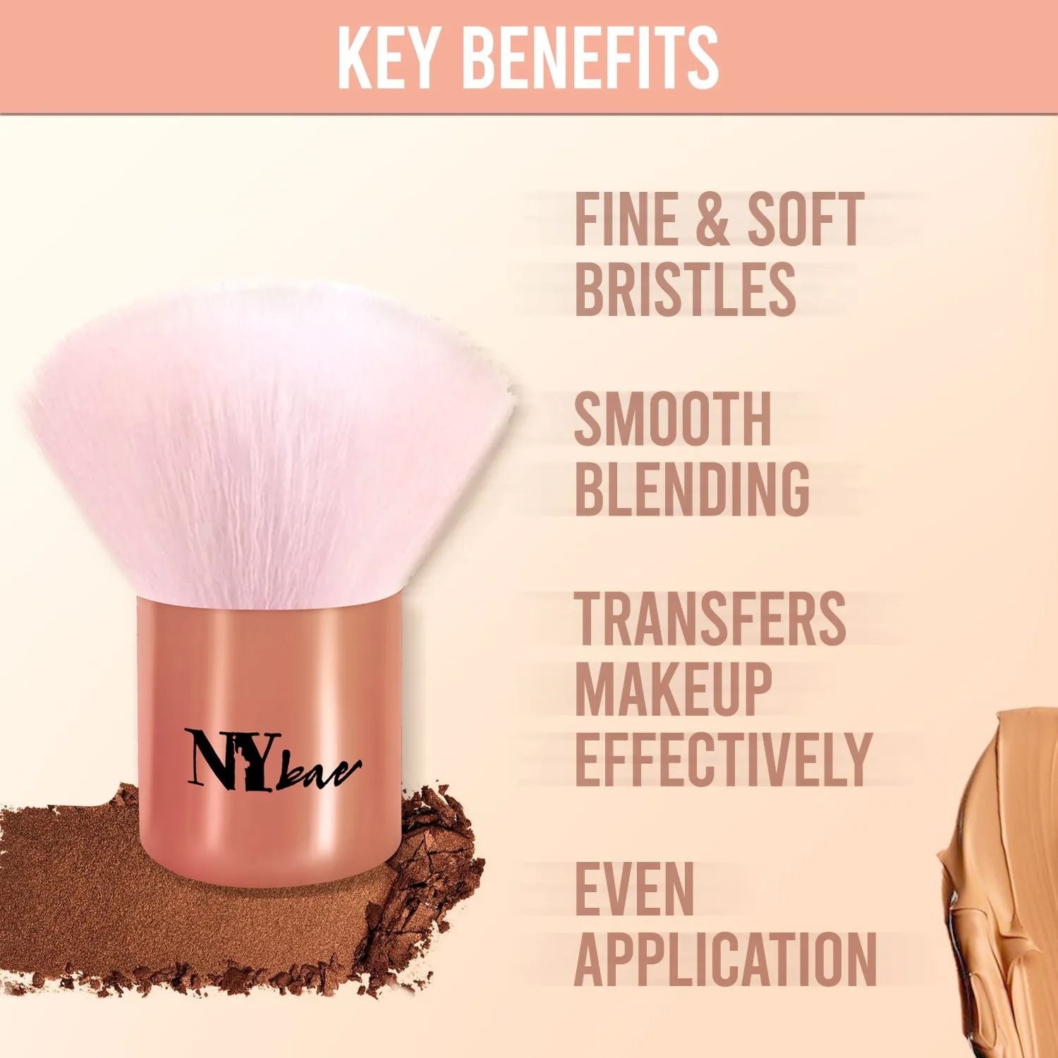 NY Bae Pro Kabuki Brush | Multipurpose | Smooth Blending | Even Application | Fine & Soft Bristles