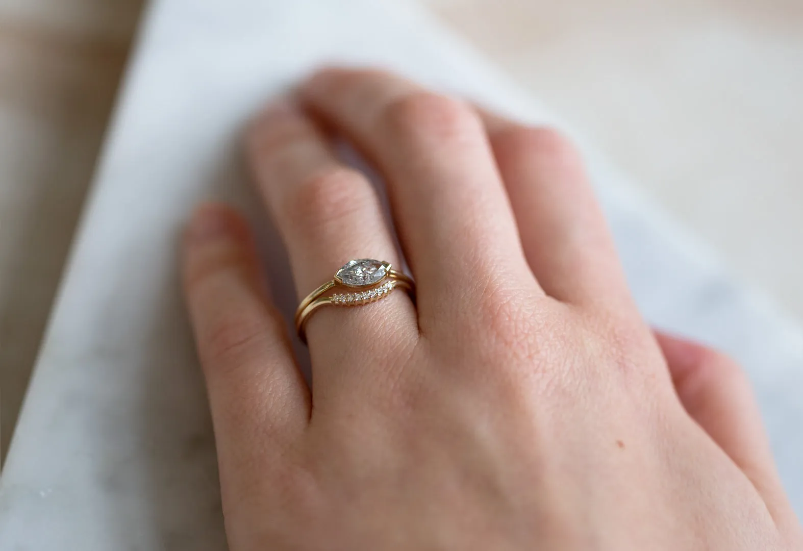 One of a Kind Pavé Diamond Arc Stacking Ring