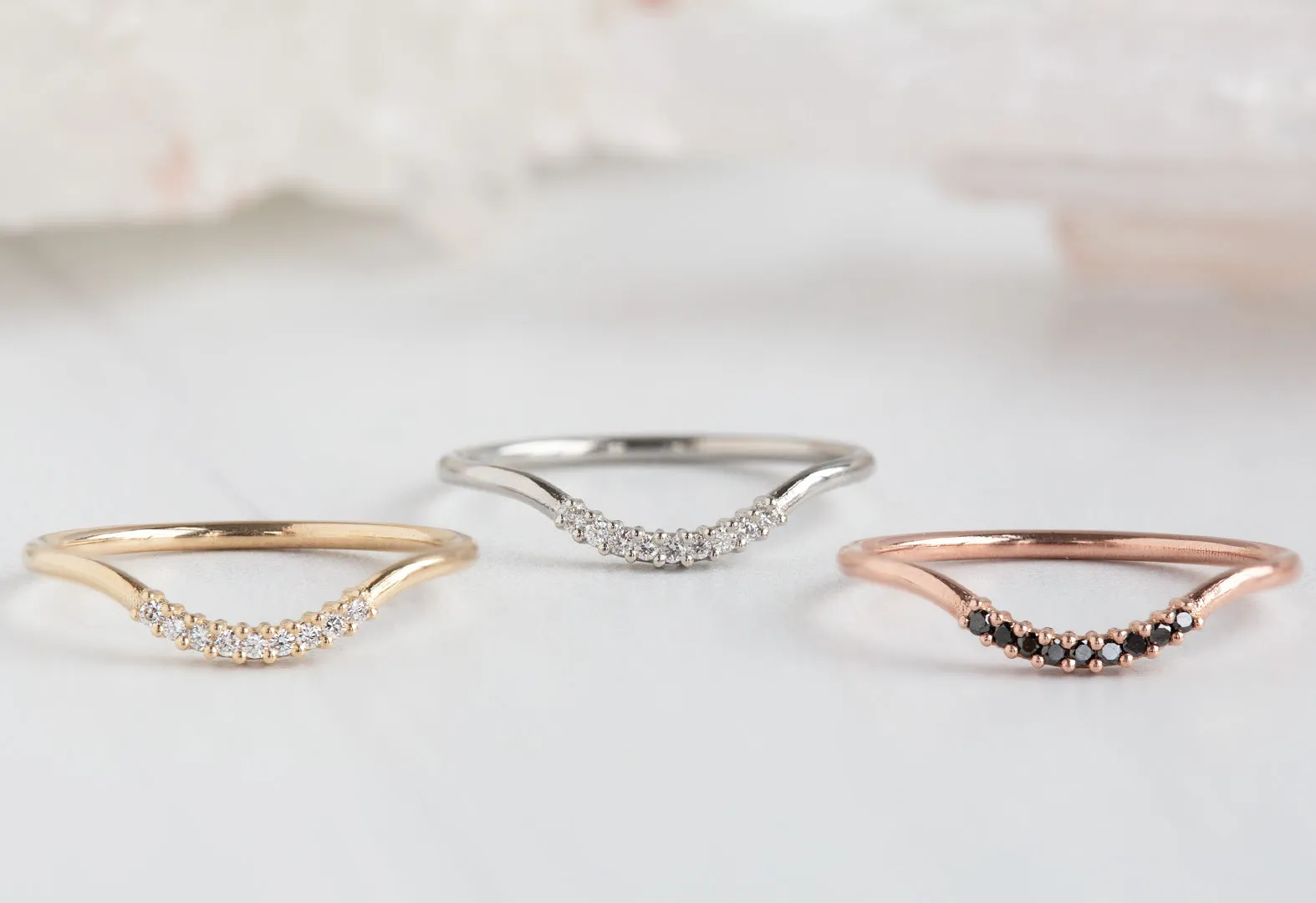 One of a Kind Pavé Diamond Arc Stacking Ring