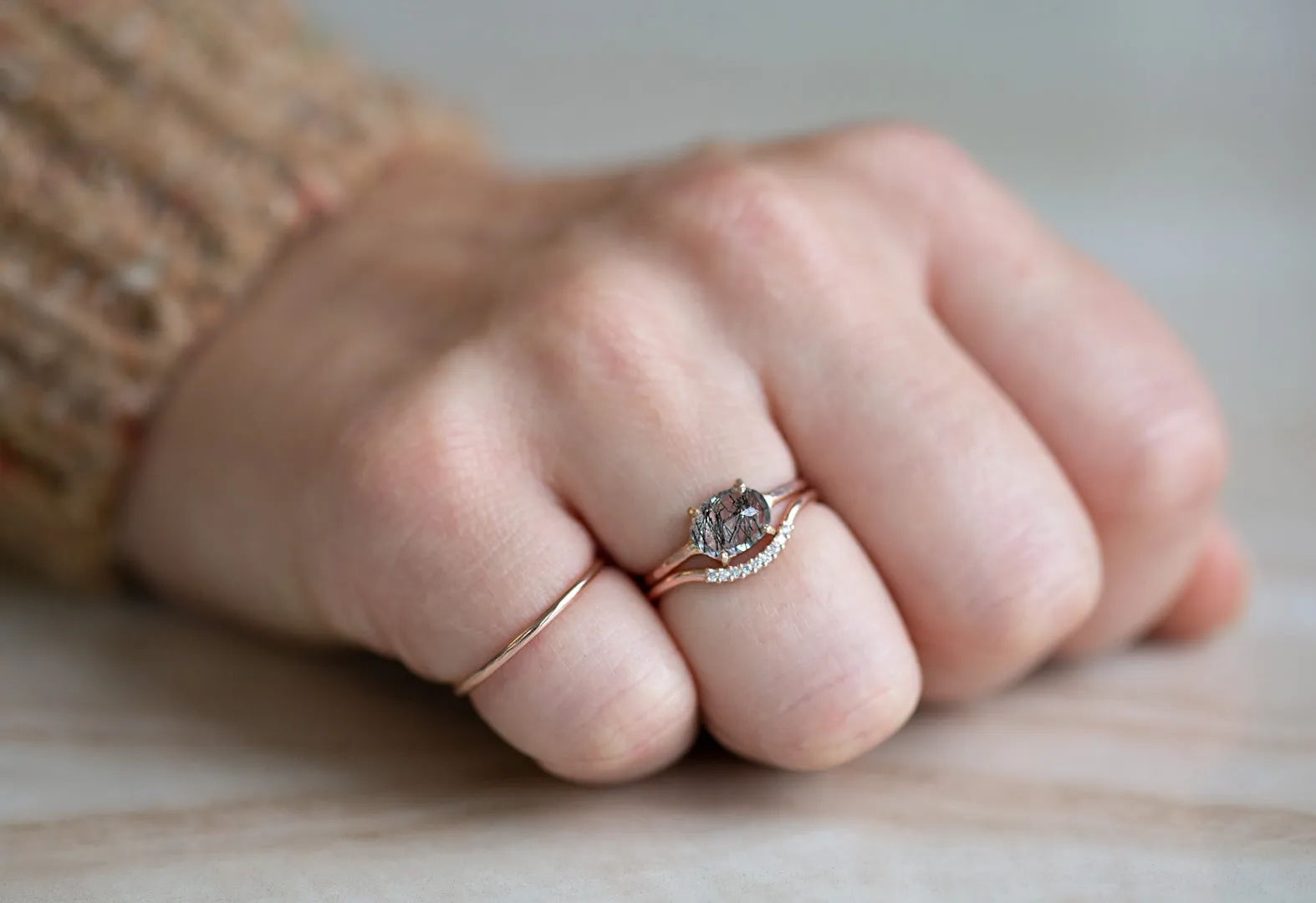 One of a Kind Pavé Diamond Arc Stacking Ring