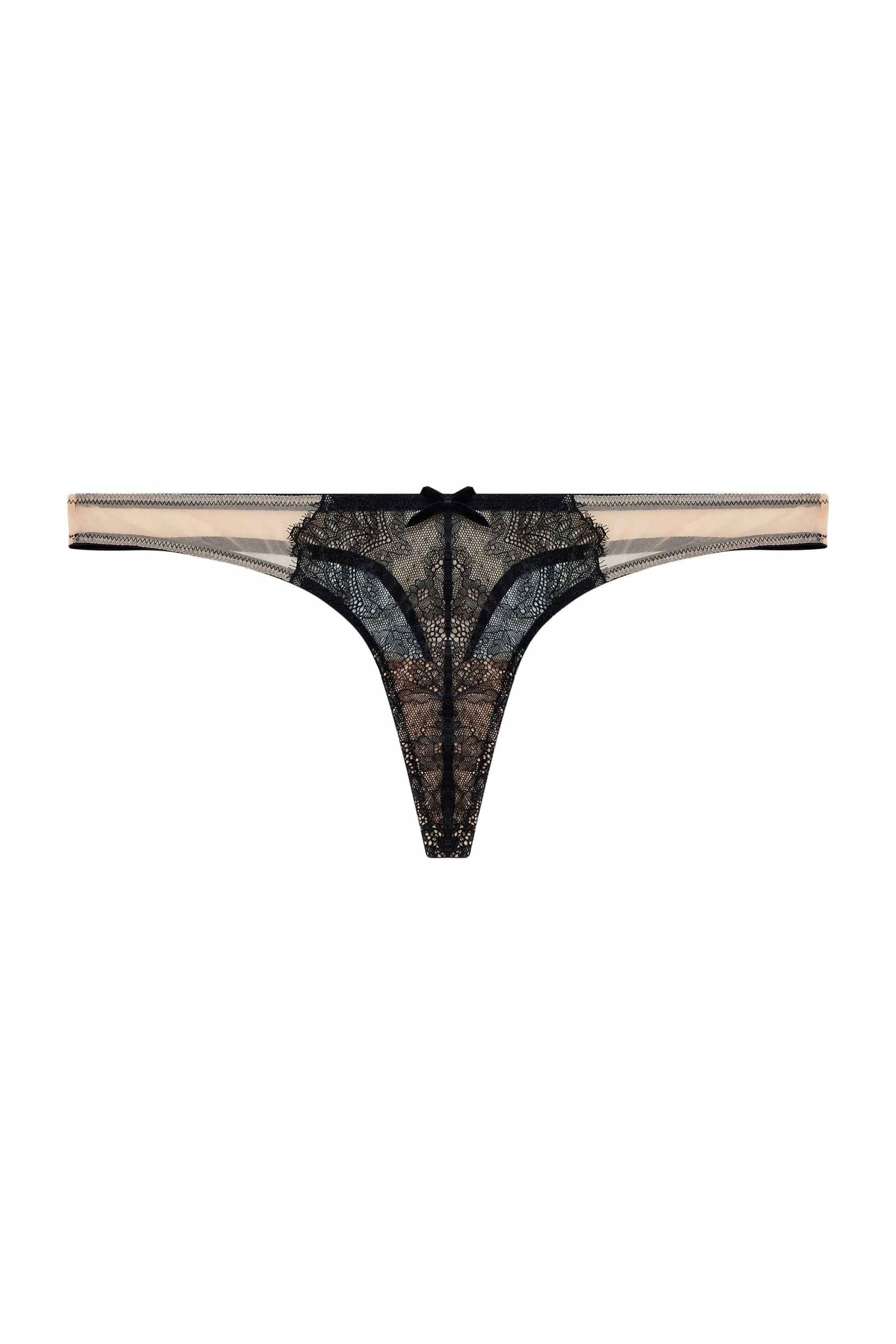 Rosalyn black and Blush Lace Thong