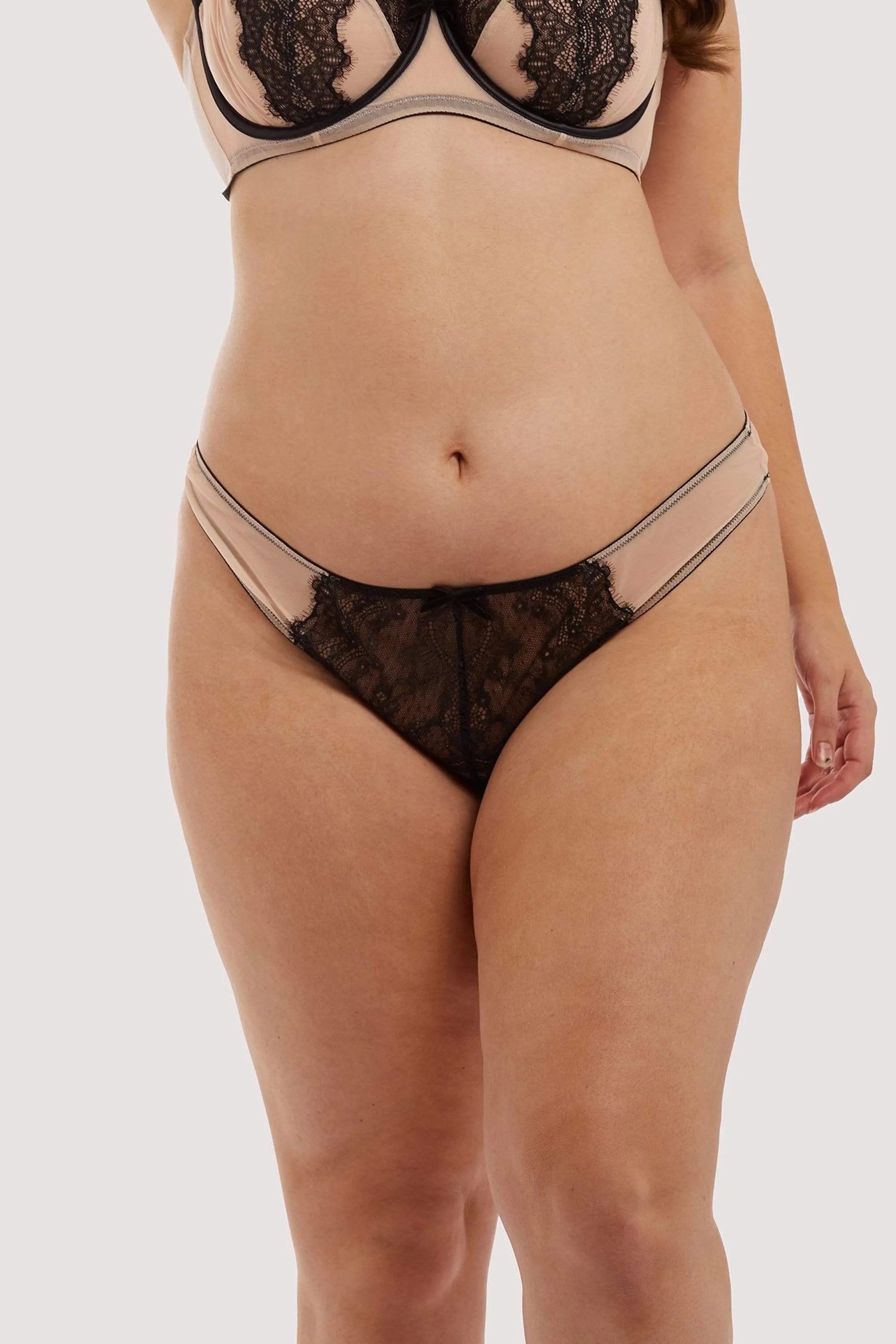 Rosalyn black and Blush Lace Thong