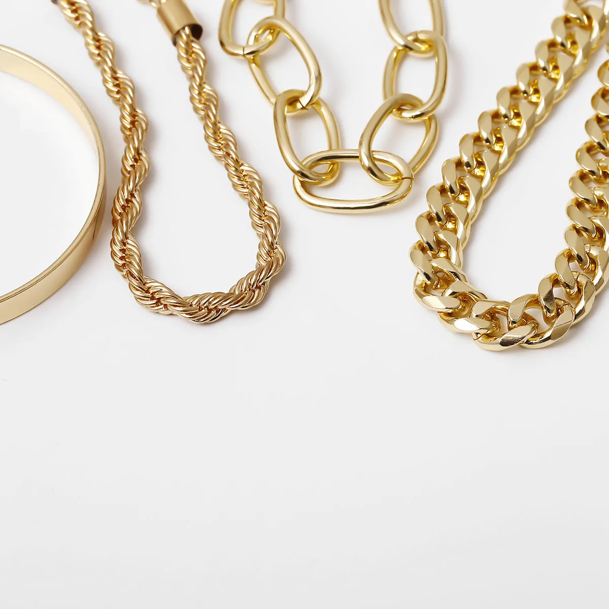 Smooth C-shaped mixed twist chain bracelet